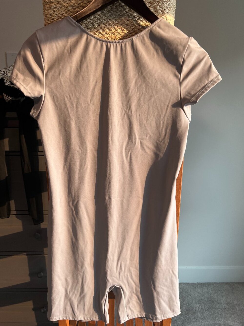 Gray Lycra Square Neck bodysuit